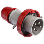 Scame IP66, IP67 Red Cable Mount 3P + N + E Industrial Power Connector Adapter Plug, Rated At 32A, 415 V,With Phase