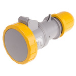 Scame IP66, IP67 Yellow Cable Mount 2P + E Industrial Power Socket, Rated At 32A, 110 V