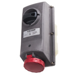 Scame IP67 Red Panel Mount 3P + E Right Angle Industrial Power Socket, Rated At 16A, 415 V