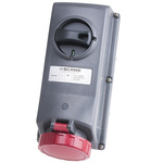 Scame IP67 Red Panel Mount 3P + E Right Angle Industrial Power Socket, Rated At 32A, 415 V