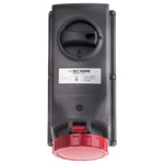 Scame IP67 Red Panel Mount 3P + N + E Right Angle Industrial Power Socket, Rated At 32A, 415 V