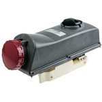 Scame IP67 Red Panel Mount 3P + E Right Angle Industrial Power Socket, Rated At 64A, 415 V