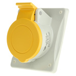 Scame IP44 Yellow Panel Mount 2P + E Heavy Duty Power Connector Socket, Rated At 16A, 110 V