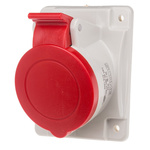 Scame IP44 Red Panel Mount 3P + E Heavy Duty Power Connector Socket, Rated At 16A, 415 V