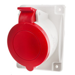 Scame IP44 Red Panel Mount 3P + N + E Heavy Duty Power Connector Socket, Rated At 32A, 415 V