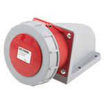 Scame, Optima IP67 Red Wall Mount 6P + E Right Angle Industrial Power Socket, Rated At 32A, 415 V