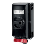 Scame IP66 Red Surface Mount 3P + N + E Power Connector Socket ATEX, IECEx, Rated At 64A, 346 → 415 V