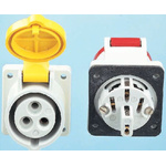 MENNEKES IP44 Red Panel Mount 4P Industrial Power Socket, Rated At 16A, 400 V