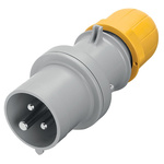 Scame IP44 Yellow Cable Mount 2P + E Industrial Power Plug, Rated At 64A, 110 V