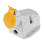 Scame IP44 Yellow Wall Mount 2P + E Industrial Power Socket, Rated At 16A, 110 V