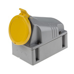 Scame IP44 Yellow Wall Mount 2P + E Industrial Power Socket, Rated At 64A, 110 V