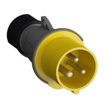 Amphenol Industrial, Easy & Safe IP44 Yellow Cable Mount 2P + E Industrial Power Plug, Rated At 16A, 110 V