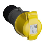 Amphenol Industrial, Easy & Safe IP44 Yellow Cable Mount 2P + E Industrial Power Socket, Rated At 16A, 110 V