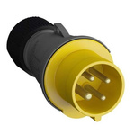 Amphenol Industrial, Easy & Safe IP44 Yellow Cable Mount 3P + E Industrial Power Plug, Rated At 16A, 110 V