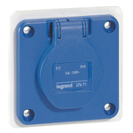 Legrand IP44 Blue Panel Mount 2P + E Industrial Power Socket, Rated At 16A, 230 V