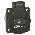 Legrand IP54 Black Panel Mount 2P + E Industrial Power Socket, Rated At 16A, 250 V
