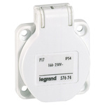 Legrand IP54 White Panel Mount 2P + E Industrial Power Socket, Rated At 16A, 250 V