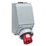 Legrand IP67 Red Wall Mount 3P + N + E Right Angle Industrial Power Plug, Rated At 64A, 415 V