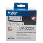 Brother Black, Red on White Label Printer Tape, 15.24 m Length