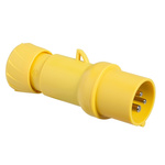 Schneider Electric, PratiKa IP44 Yellow 2P + E Industrial Power Plug, Rated At 32A, 100 → 130 V