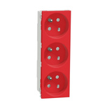 Schneider Electric, New Unica IP3X Red Flush Mount 2P+E Socket Socket, Rated At 16A, 250 V