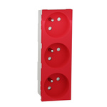 Schneider Electric, New Unica IP3X Red Flush Mount 2P+E Socket Socket, Rated At 16A, 250 V