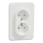 Schneider Electric, New Unica IP4X White Flush Mount 2P + E Vertical Socket Socket, Rated At 16A, 250 V