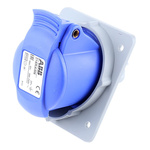 Amphenol Industrial, Easy & Safe IP44 Blue Panel Mount 2P + E Right Angle Industrial Power Socket, Rated At 16A, 230 V