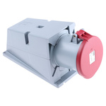 Amphenol Industrial, Tough & Safe IP44 Red Wall Mount 3P + N + E Right Angle Industrial Power Socket, Rated At 64A, 415