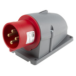 Amphenol Industrial, Easy & Safe IP44 Red Panel Mount 3P + E Right Angle Industrial Power Plug, Rated At 32A, 415 V
