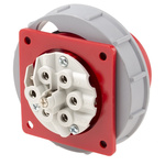 Scame, Optima Seven IP66, IP67 Red Panel Mount 6P+E Industrial Power Socket, Rated At 32.0A, 415.0 V