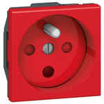 Legrand Red 1 Gang Plug Socket, 16A, Type E - French, Indoor Use