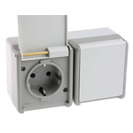 Siemens Grey 2 Gang Plug Socket, 16A, Type F - German Schuko, Outdoor Use