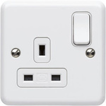 MK Electric White 1 Gang Plug Socket, 2 Poles, 13A, Type G - British, Indoor Use