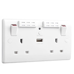 BG Electrical White 2 Gang Power Socket, 1 Pole, 13A, Type G - British, USB
