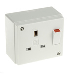 MK Electric White 1 Gang Plug Socket, 2 Poles, 13A, Type G - British, Indoor Use