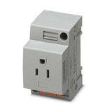 Phoenix Contact USA Mains Sockets, 15A, DIN Rail Mount, 125 V