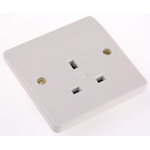 MK Electric White 1 Gang Plug Socket, 13A, Type G - British, Indoor Use