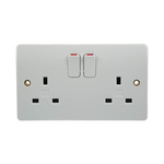 MK Electric White 2 Gang Plug Socket, 2 Poles, 13A, Type G - British, Indoor Use