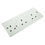 MK Electric White 3 Gang Plug Socket, 2 Poles, 13A, Type G - British, Indoor Use