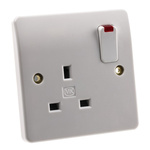 MK Electric White 1 Gang Plug Socket, 2 Poles, 13A, Type G - British, Indoor Use