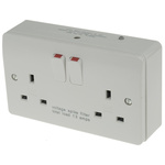 MK Electric White 2 Gang Plug Socket, 2 Poles, 13A, Type G - British, Indoor Use