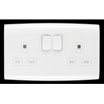 Contactum White 2 Gang Plug Socket, 2 Poles, 13A, Indoor Use