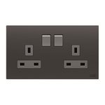ABB Black 2 Gang Plug Socket, 2 Poles, 13A