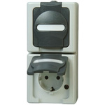 Kopp Grey 2 Gang Plug Socket, 2+E Poles, 16A, Type F - German Schuko, Outdoor Use