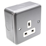 MK Electric Grey 1 Gang Plug Socket, 13A, Type G - British, Indoor Use