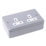 MK Electric Grey 2 Gang Plug Socket, 13A, Type G - British, Indoor Use