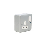MK Electric Grey 1 Gang Plug Socket, 2 Poles, 13A, Type G - British, Indoor Use
