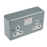 MK Electric Grey 2 Gang Plug Socket, 2 Poles, 13A, Type G - British, Indoor Use