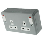 MK Electric Grey 2 Gang Plug Socket, 2 Poles, 13A, Type G - British, Indoor Use
